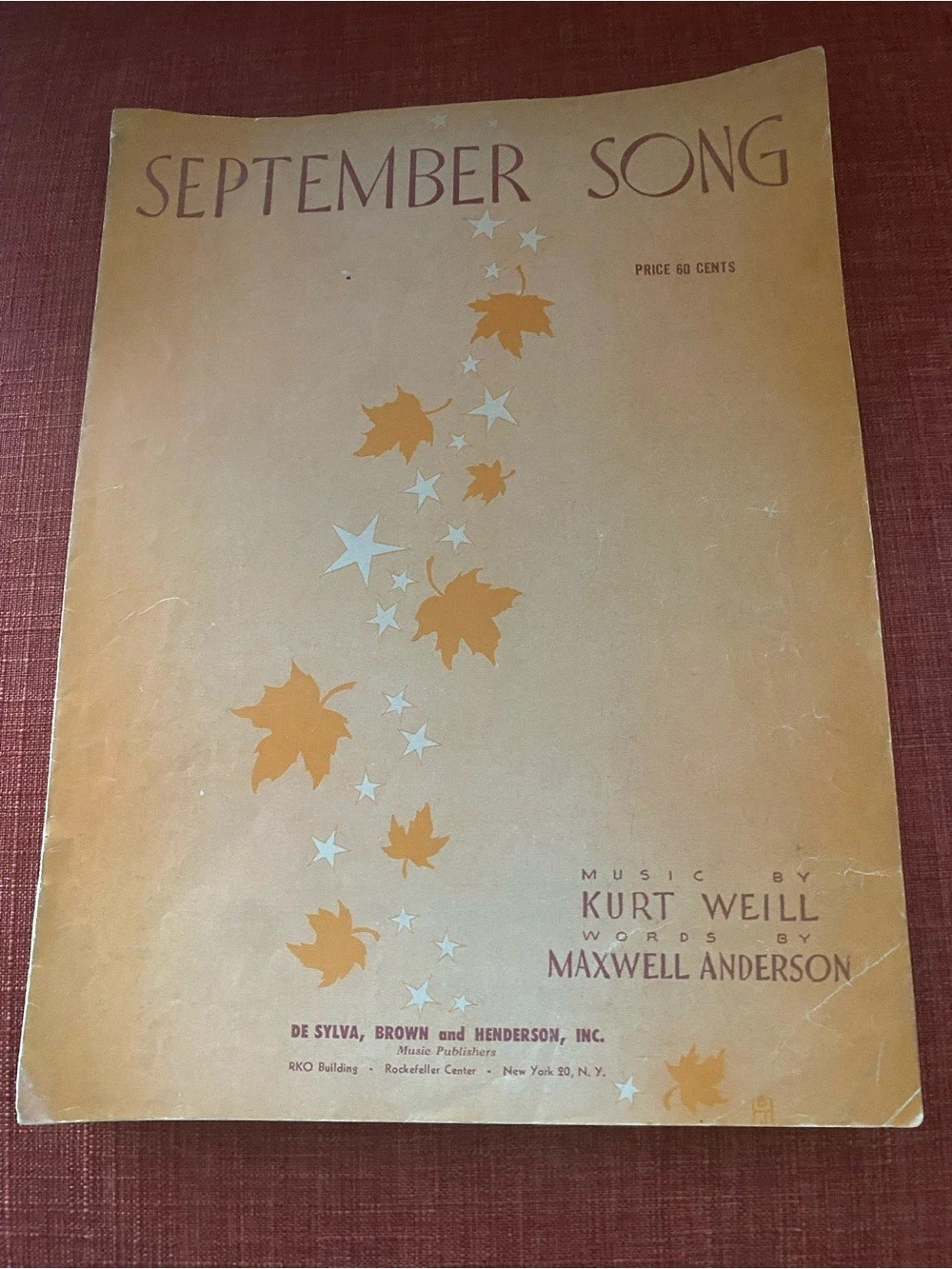null September Song Vintage Sheet Music
